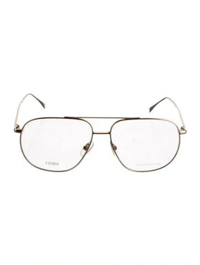 Pre-owned Fendi Aviator Eyeglasses In Gold