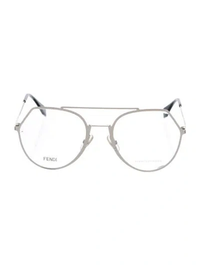 Pre-owned Fendi Aviator Eyeglasses In Metallic/silver