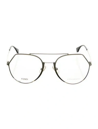 Pre-owned Fendi Aviator Eyeglasses In Silver