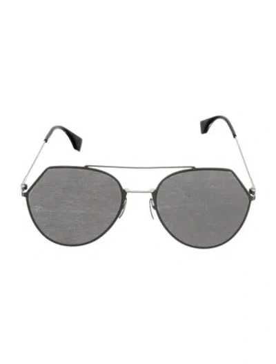 Pre-owned Fendi Aviator Mirrored Sunglasses In Silver
