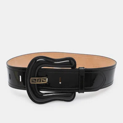 Pre-owned Fendi B Buckle 75 Cm Waist Belt Black Leather