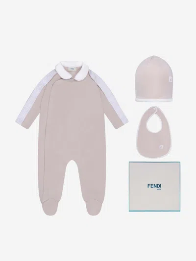 Fendi Baby Babygrow Gift Set (3 Piece) In Neutral