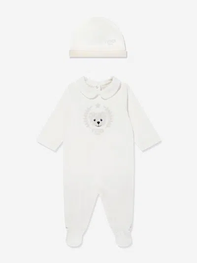 Fendi Baby Bear Chenille Babygrow Set In White