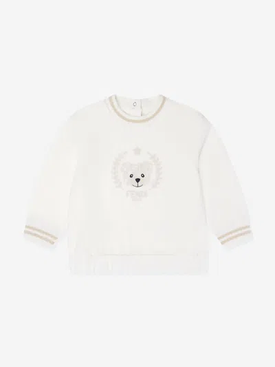 Fendi Baby Bear Chenille Sweatshirt In White