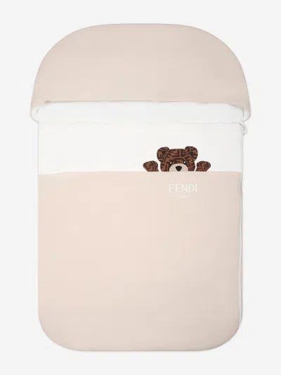 Fendi Kids'  Baby Bear Logo Nest In Beige