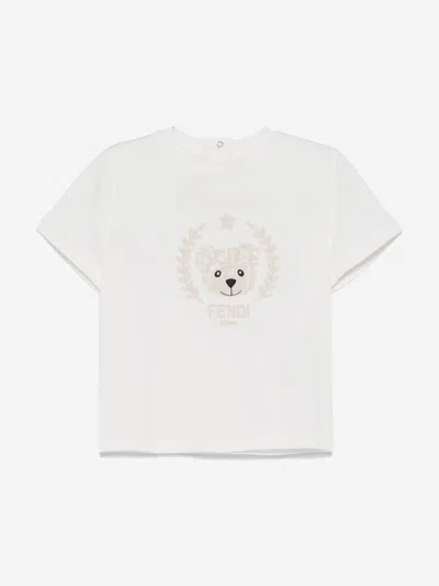 Fendi Kids'  Baby Bear Logo T-shirt In White