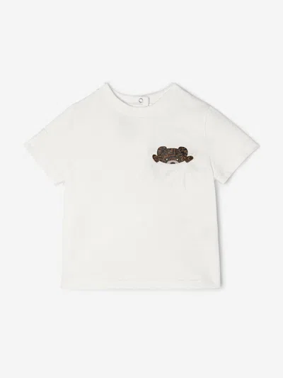 Fendi Kids'  Baby Bear Pocket T-shirt In White