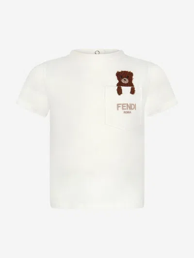 Fendi Kids' Baby Bear Pocket T-shirt In White