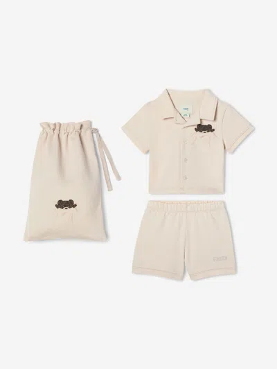 Fendi Kids'  Baby Bear Short Pyjama Set In Multicoloured