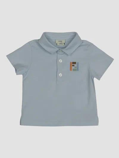 Fendi Baby Boy's & Little Boy's Ff Embroidered Cotton Polo Shirt In Gray
