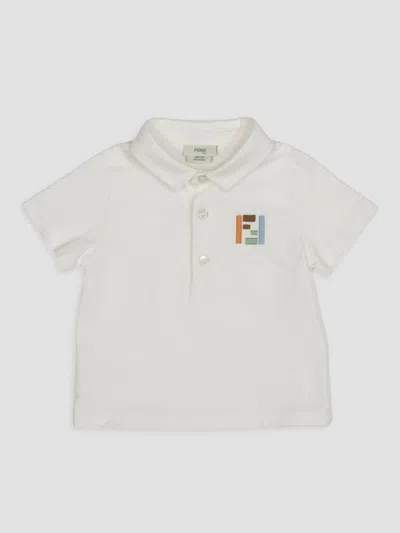 Fendi Baby Boy's & Little Boy's Ff Embroidered Cotton Polo Shirt In White