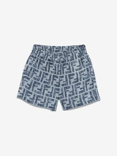 Fendi Kids' Baby Boys Ff Linen Shorts In Blue