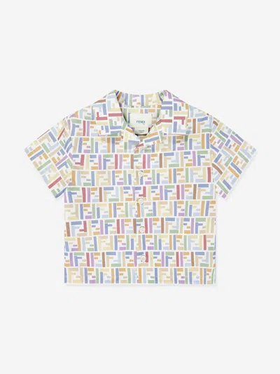 Fendi Kids' Short-sleeved Shirt In White
