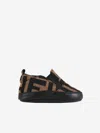 Fendi Brown Sneakers For Babykids With Double Ff In Brown