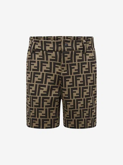 Fendi Kids' Baby Boys Ff Logo Trousers In Brown