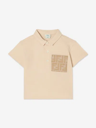 Fendi Kids'  Baby Boys Ff Pocket Polo Shirt In Brown