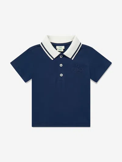 Fendi Kids'  Baby Boys Jersey Polo Shirt In Blue