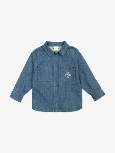 Fendi Kids' Baby Boys Light Denim Shirt In Blue