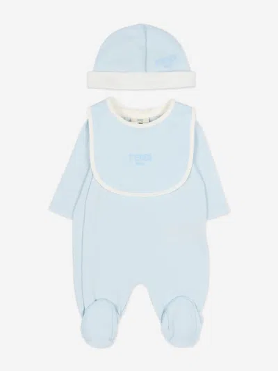Fendi Baby Boys Logo Babygrow Set In Blue