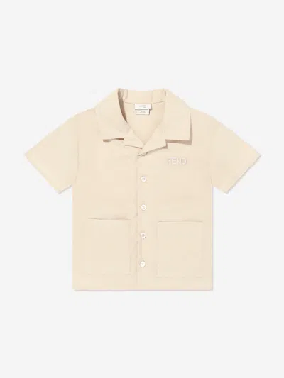 Fendi Kids'  Baby Boys Logo Shirt In Beige