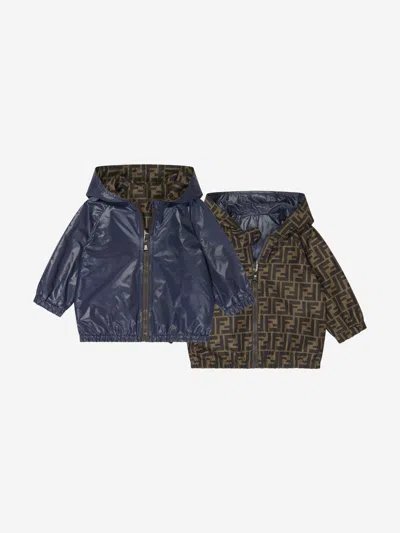 Fendi Kids'  Baby Boys Reversible Ff K-way Jacket In Blue