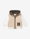 Fendi Baby Boys Stretch Gabardine Zip Up Top In Neutral