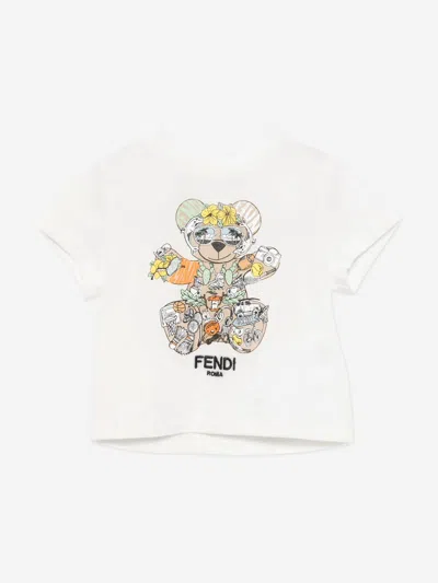 Fendi Baby Boys Teddy Bear T-shirt In White