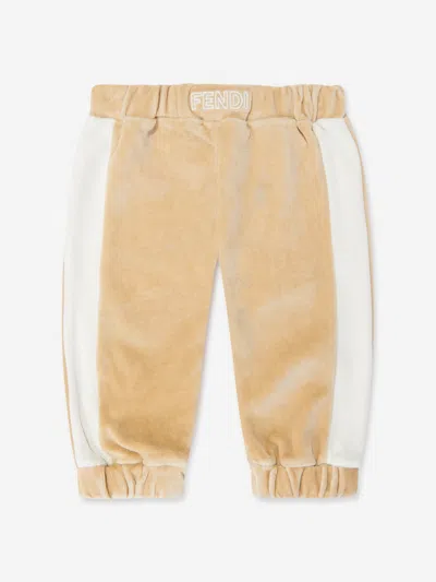 Fendi Kids'  Baby Chenille Joggers In Beige