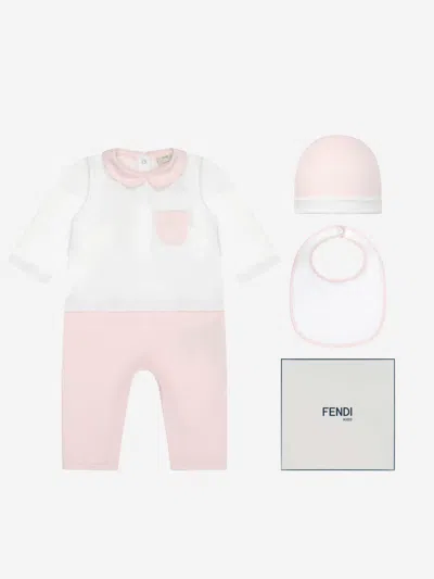 Fendi Baby Cotton Gift Set In Pink