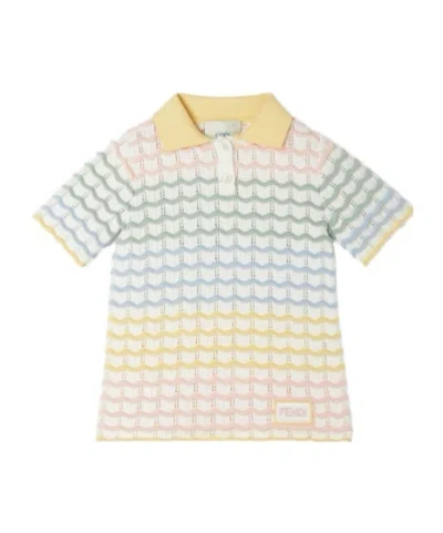 Fendi Baby Dress Multicolor Rainbow Cotton Knit Baby Dress In Yellow
