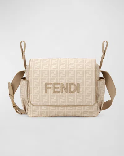 Fendi Baby Ff Allover Diaper Bag In Beige