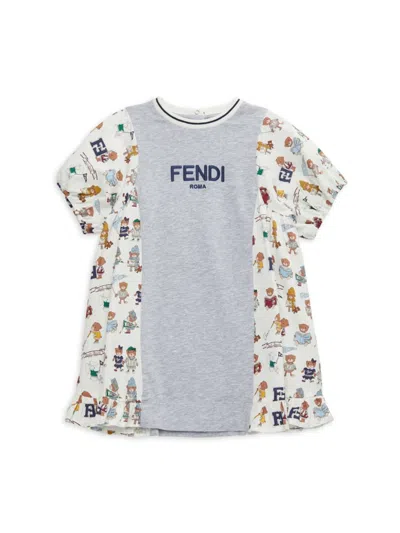 Fendi Baby Girl's Bear T Shirt Dress In Blue