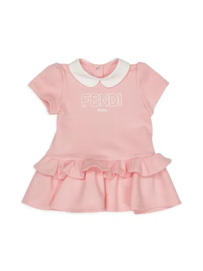 Fendi Baby Girl's Logo Ruffle Dress In Pink