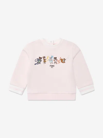 Fendi Kids'  Baby Girls Animal Logo Sweatshirt In Pink