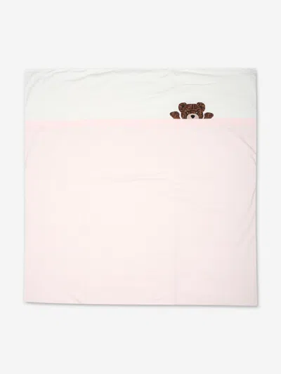 Fendi Kids'  Baby Girls Bear Logo Blanket In Pink