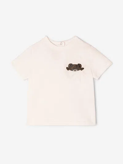 Fendi Baby Girls Bear Pocket T-shirt In Pink