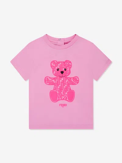 Fendi Baby Girls Bear T-shirt In Pink