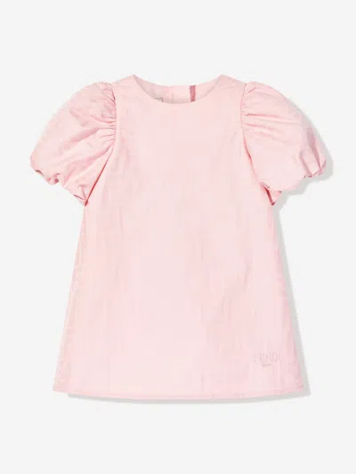 Fendi Baby Girls Cotton Ff Jacquard Dress In Pink