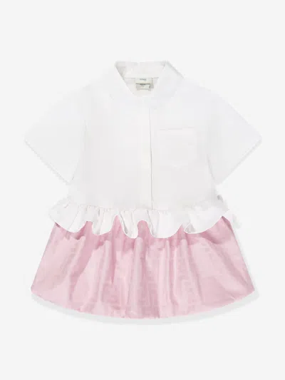 Fendi Baby Girls Cotton Ff Jacquard Shirt Dress In Pink
