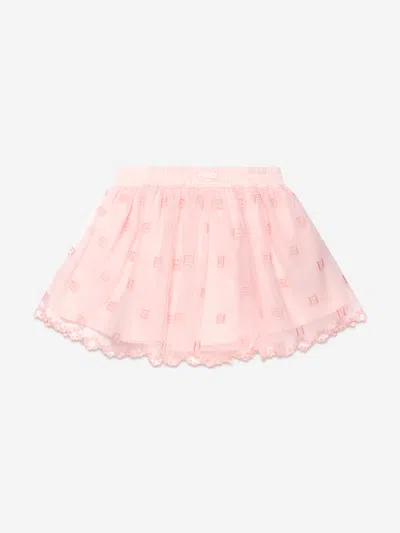Fendi Baby Girls Embroidered Tulle Skirt In Pink