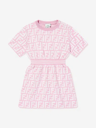 Fendi Baby Girls Ff Logo Knit Dress In Pink