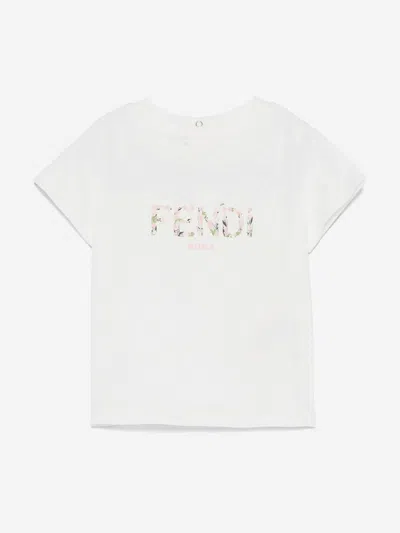 Fendi Kids' Baby Girls Flower Logo T-shirt In White