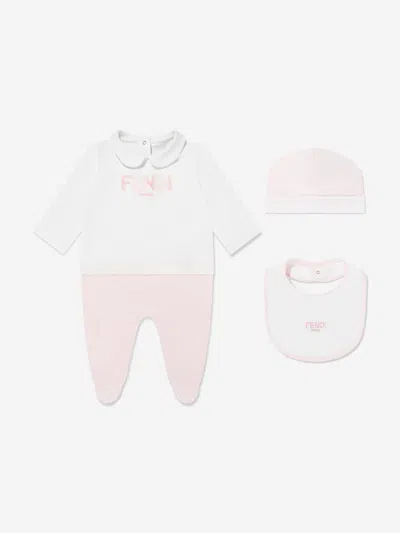 Fendi Baby Girls Logo Babygrow Set In Pink