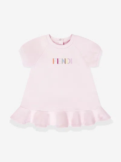 Fendi Baby Girls Logo Sweater Dress In Pink