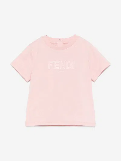 Fendi Baby Girls Logo T-shirt In Pink