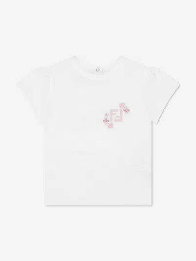 Fendi Baby Girls Logo T-shirt In White