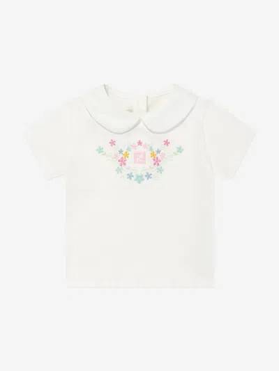 Fendi Baby Girls Logo T-shirt In White