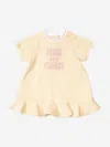 Fendi Baby Girls Slogan Sweater Dress In Yellow