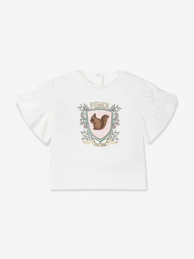 Fendi Baby Girls Squirrel T-shirt In White