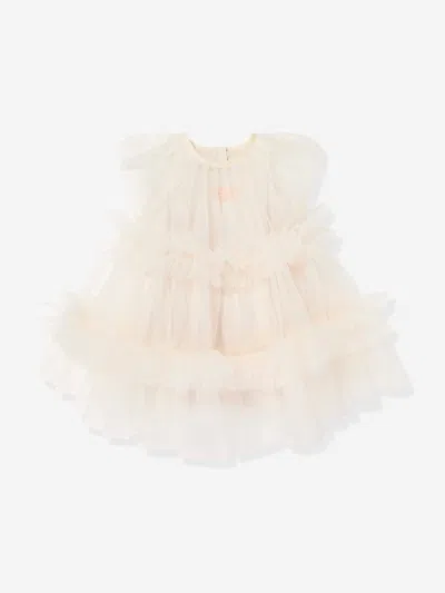 Fendi Baby Girls Tulle Dress In Neutral
